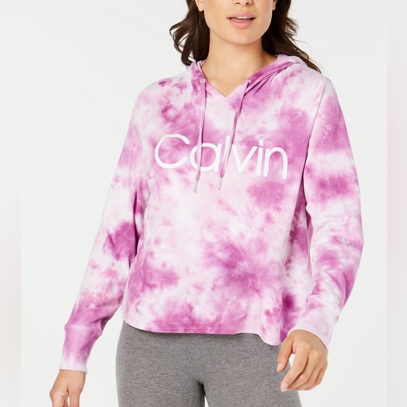 Calvin Klein Tie Dye Cropped Hoodie Sweatshirt - Picture 6 of 6